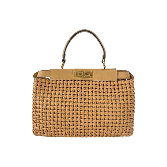 Fendi Peekaboo Interlace Leather Handbag - Picture 1 of 7